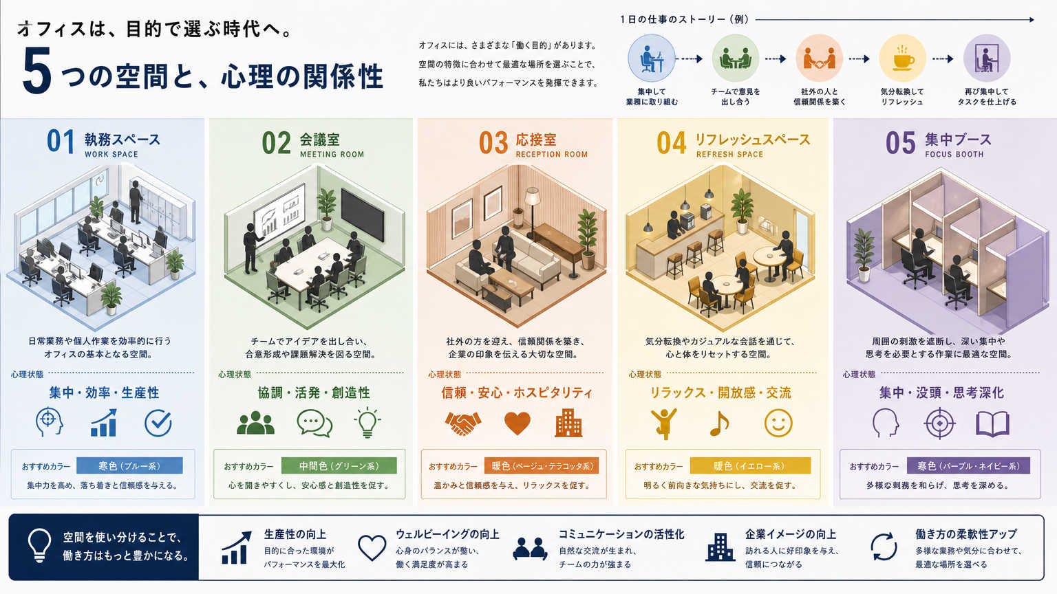 オフィスの用途別に見る内装カラーの選び方