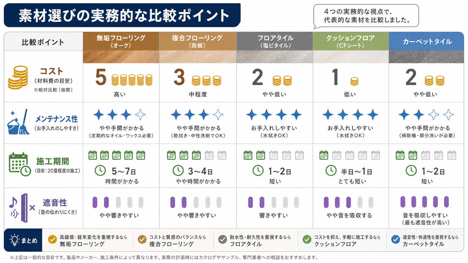印象を変える素材選びの比較ポイント
