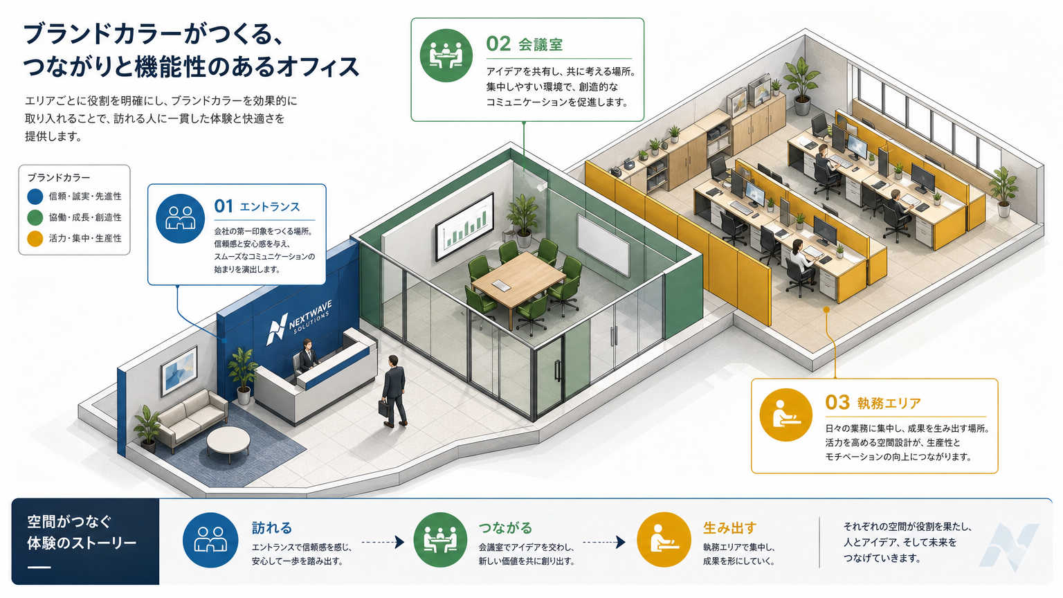 ブランドカラー活用によるオフィス内装施工事例